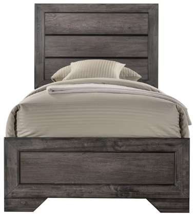 Elements International Nathan 4-Piece Gray Oak Youth Twin Panel Bedroom Set-1