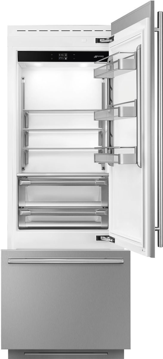 Smeg Universal 30" 14.7 Cu. Ft. Stainless Steel Built-In Bottom Freezer Refrigerator-1
