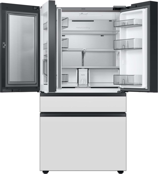 Samsung Bespoke 23 Cu. Ft. Custom Panel Ready/White Glass French Door Refrigerator with Family Hub™-4