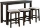 Elements International Stone 4-Piece Smokey Dark Ash Occasional Bar Table Set-0
