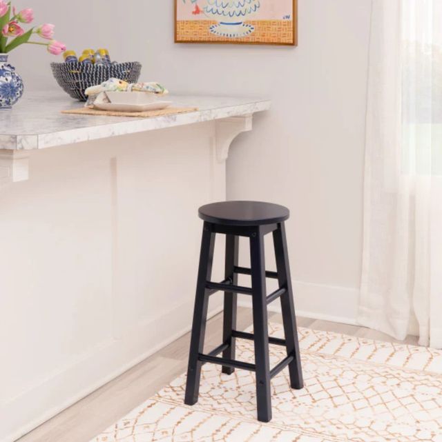 Linon Abby Navy Round Counter Stool-1