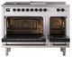 Ilve® Nostalgie II Noblesse 48'' White Pro Style Dual Fuel Range with Burnished Trim-1
