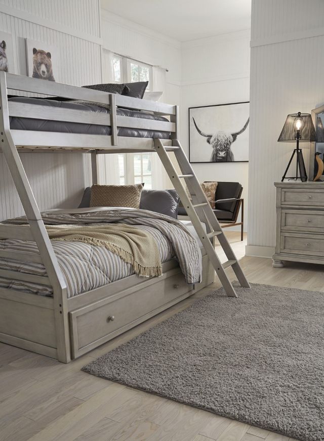 Signature Design by Ashley® Lettner Light Gray Twin/Full Storage Bunk Bed-3