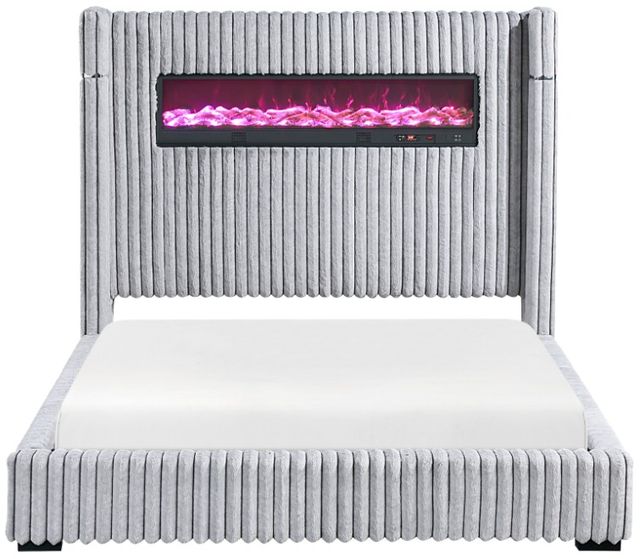 Homelegance® Fitzroy Gray Eastern King Upholstered Panel Bed-2