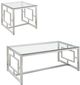 Coaster® Merced 2-Piece Tempered Glass Top Occasional Table with Nickel Base Set-0