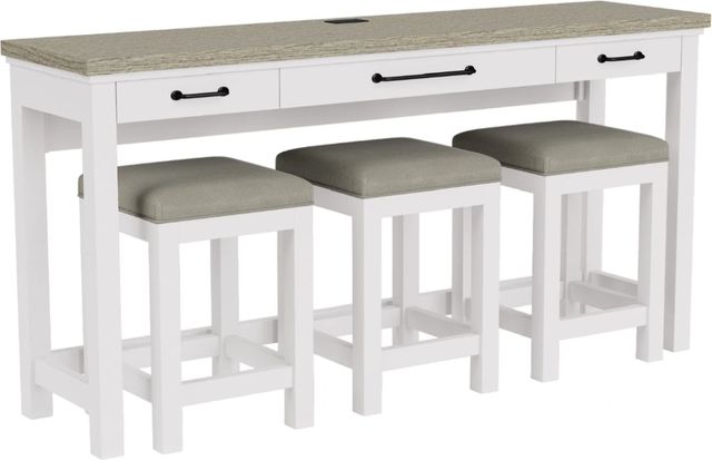 Riverside Furniture Cora 4-Piece Cloud/Fog Sofa Table with Stool Set-0