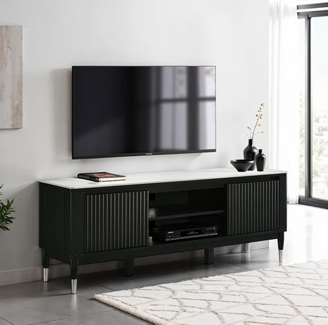 Furniture of America® Maidstone White TV Console with Black Base-3