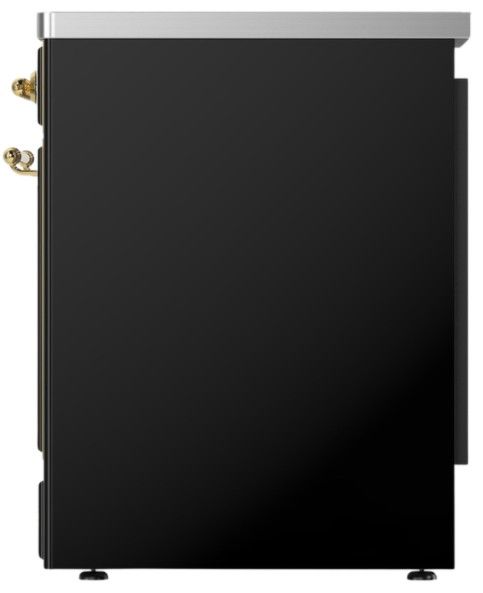 Ilve® Majestic III 30" Glossy Black Pro Style Induction Range with Solid Door and Brass Trim-2