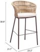 Zuo® Modern Freycinet Brown/Natural Steel Outdoor Barstool-5