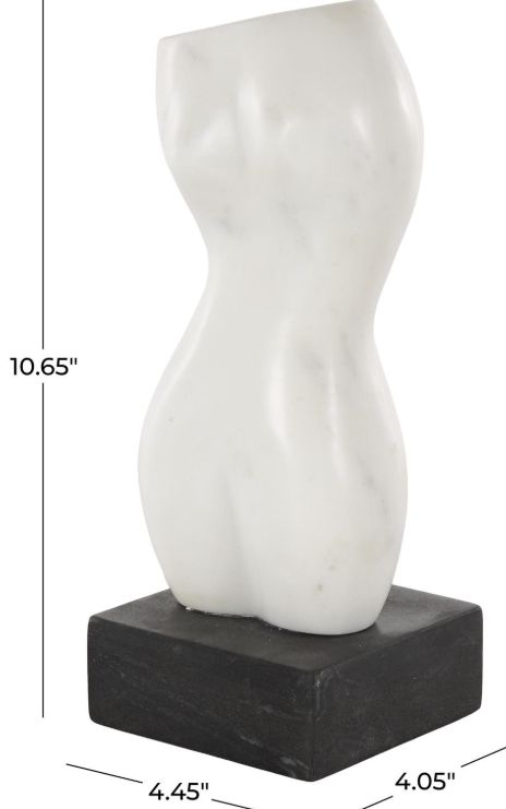 Deco Marche White 11' Woman Abstract Female Form Sculpture with Black Block Base-3