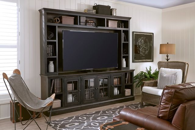 Aspenhome® Churchill Ghost Black 96" Console with 4 Doors-1