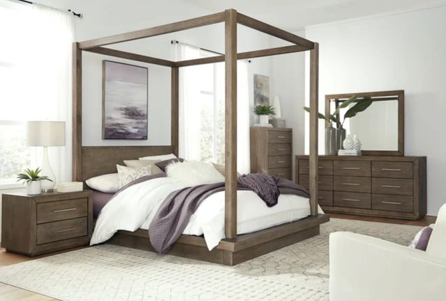 Modus Furniture Melbourne Dark Pine California King Canopy Bed-1