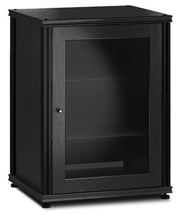Salamander Designs® Synergy System Black Oak 1-Door AV Cabinet with Black Post-0