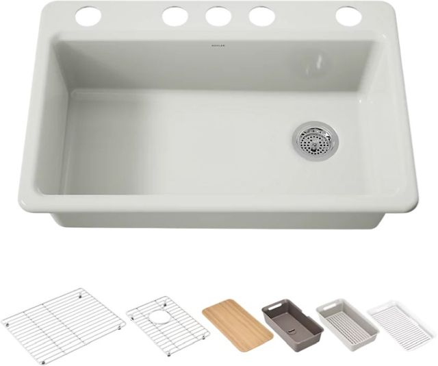 KOHLER® Riverby® Dune 33" Undermount Single-Bowl Workstation Kitchen Sink with Accessories-0