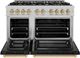 ZLINE Select Autograph Edition 48" Satin Stainless Steel Pro Style Dual Fuel Range with Black Matte Doors and Champagne Bronze Accents-1