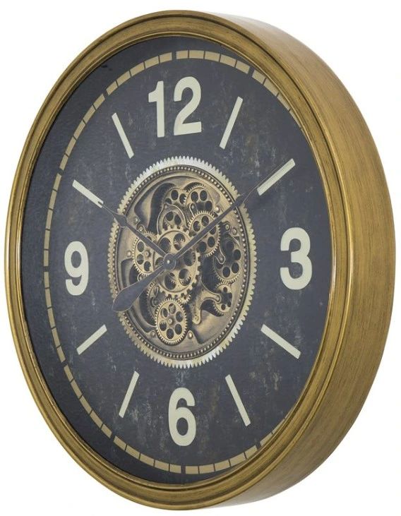 YHD Aged Gold/Black Gear Clock-1