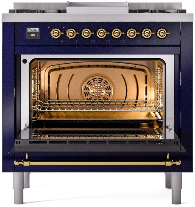 Ilve® Nostalgie II Series 36" Midnight Blue Pro Style Dual Fuel Range-2