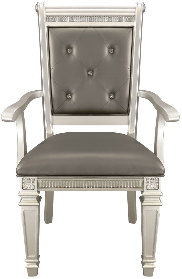 Homelegance® Bevelle Dark Gray/Silver Dining Arm Chair-2