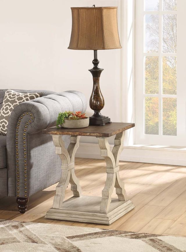 Flexsteel® Estate Galvanized Metal Top Chairside Table with Antiqued Base-3