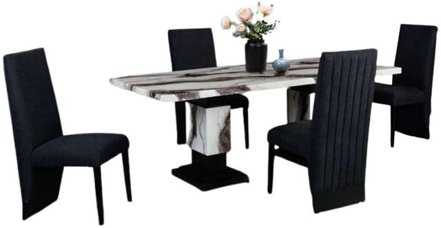 Global Furniture USA D12 5-Piece Black/White Dining Set-0