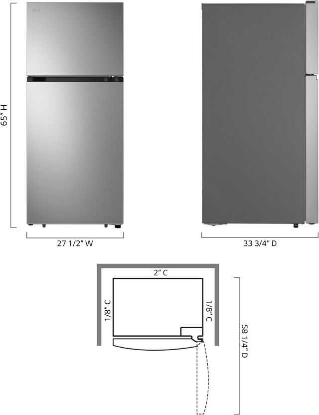 Clearance LG 28" 17.5 Cu. Ft. PrintProof® Stainless Steel Top Freezer Refrigerator-2