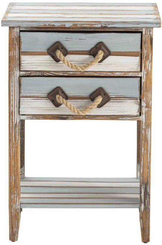 Crestview Collection Nantucket Blue Rectangular Accent Table with Brown Frame-1