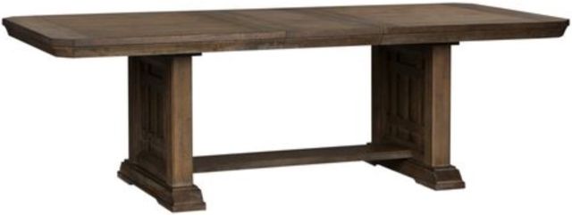 Liberty Furniture Artisan Prairie 7-Piece Aged Oak Trestle Table Set-1