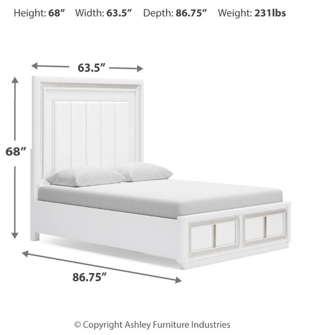 Signature Design by Ashley® Chalanna White Queen Upholstered Storage Panel Bed-4