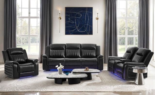 Global Furniture USA U8879 Blanched Silver Power Recliner with LED-1