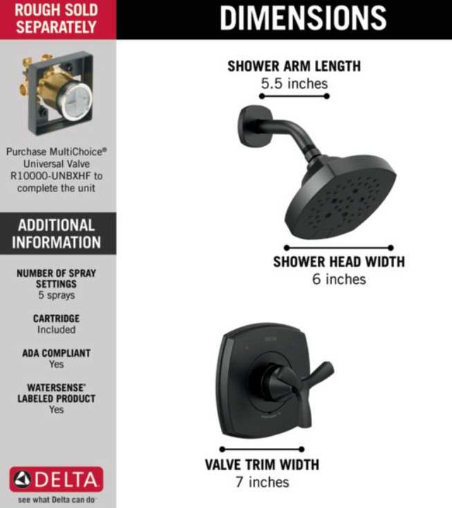 Delta Stryke® 14 Series Matte Black Shower Only-4