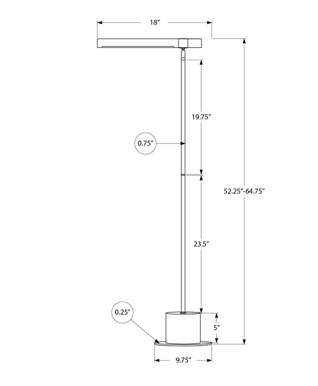 Monarch Specialties Inc. Antique Brass 65" Floor Lamp-2