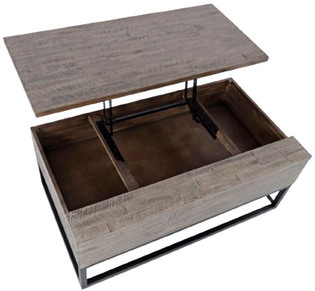 Jofran Inc. East Hampton Distressed Gray Lift Top Cocktail Table with Black Base-3