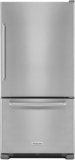 KitchenAid® 33 in. 22.1 Cu. Ft. Stainless Steel Bottom Freezer Refrigerator