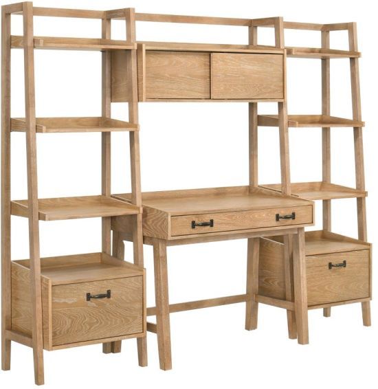 Coaster® Fabian 4-Piece Light Brown Computer Desk and Bookshelf Set-0