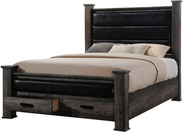 Elements International Nathan Gray Oak Storage Post Bed-0