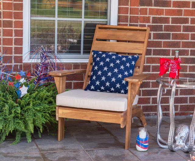 Linon Rockport Natural Fabric/Wooden Outdoor Chair-1