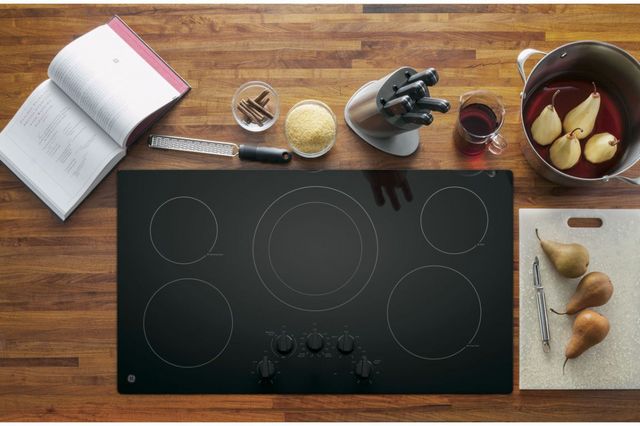 GE® 36" Black Built In Electric Cooktop-2