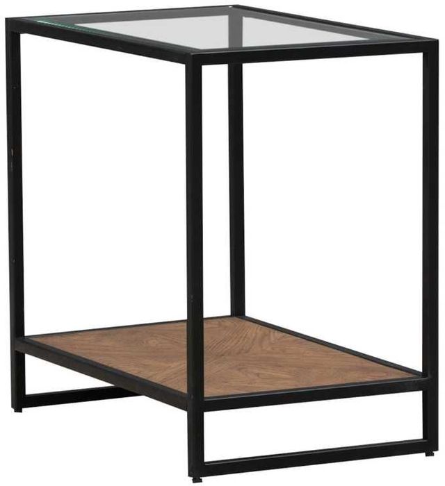 Liberty Furniture Bedford Glass Top Chairside Table with Black/Weathered Oak Base-0