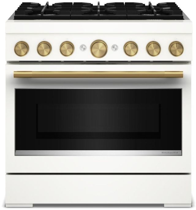 KitchenAid® 36” Porcelain Pro-Style Dual Fuel  Gas Range with No Preheat Air Fry Mode-0