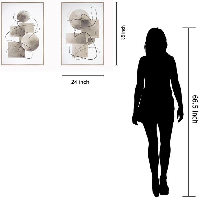 Classy Living 2-Piece Modern Minimalist Linear Duo Wall Art Set-2