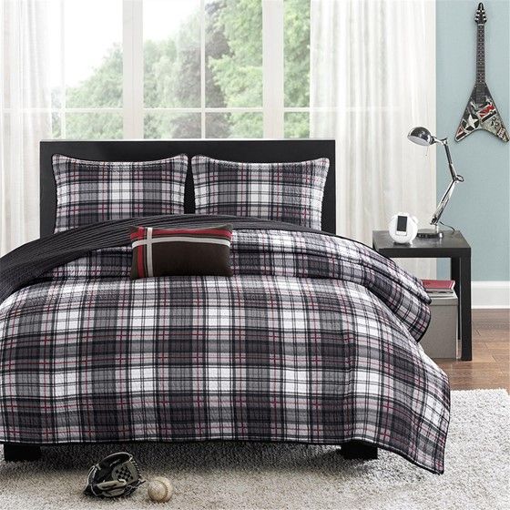 Olliix by Mi Zone Harley Black Twin/Twin Extra Large Reversible Coverlet Set-0