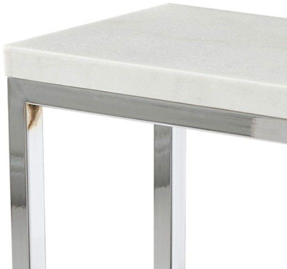 Steve Silver Co. Echo White Chairside End Table with Chrome Base-3
