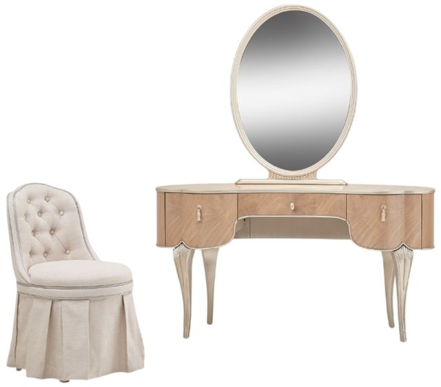 Michael Amini® Villa Cherie 3-Piece Caramel/Chardonnay Vanity Set-1