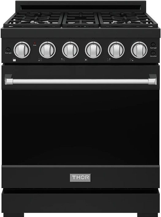 Thor Kitchen Gordon Ramsay Collection 30" Black Pro Style Gas Range with Precision Knob Control and Stainless Steel Trim-0