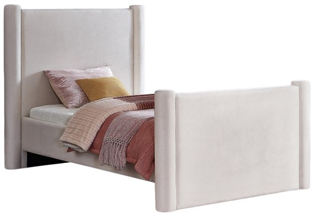 Meridian Furniture Elias Cream Velvet Twin Upholstered Panel Bed-0