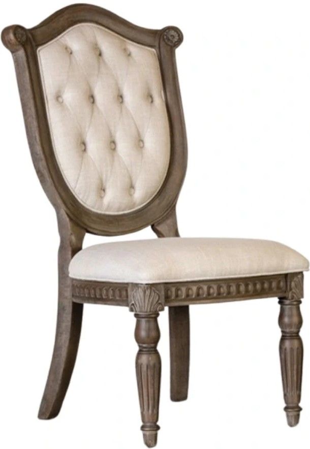 Furniture of America® Seven Oaks Beige/Weathered Oak Upholstered Dining Side Chair-0