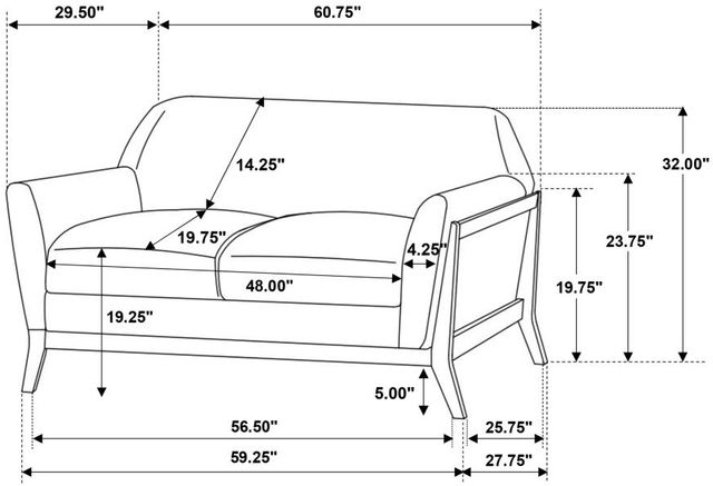 Coaster® Vaughn Gray Upholstered Flared Arm Loveseat-3