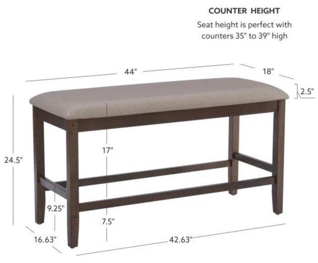 Powell® Seneca Brown Counter Backless Bench-2