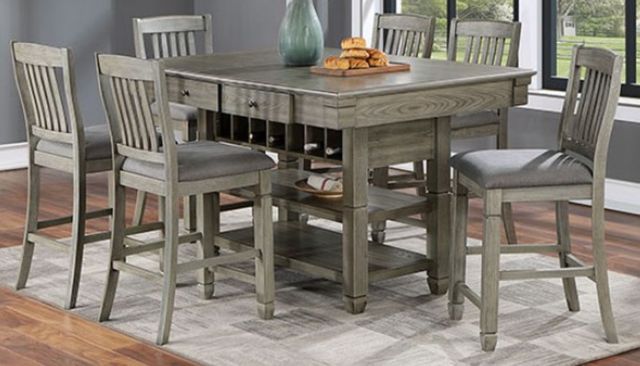 Furniture of America® Anaya 7-Piece Gray Counter Dining Set-1