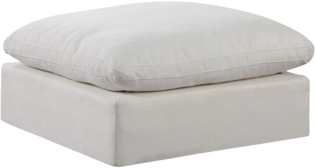 Meridian Furniture Comfy Cream Linen Textured Ottoman-0